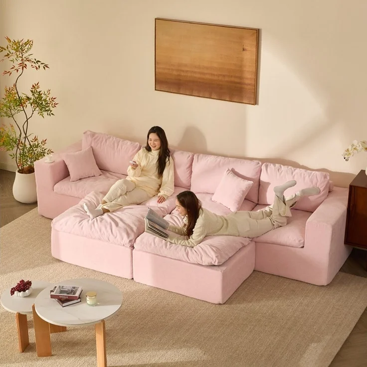 LITBIRD Sofa Ecksofa mit Schlaffunktion, extra tiefe Sitzfläche, Chenille-Bezug, 6 Teile, Modulares U-Form Sofa 340 cm, moderne Couch, ohne Montage – Bild 4