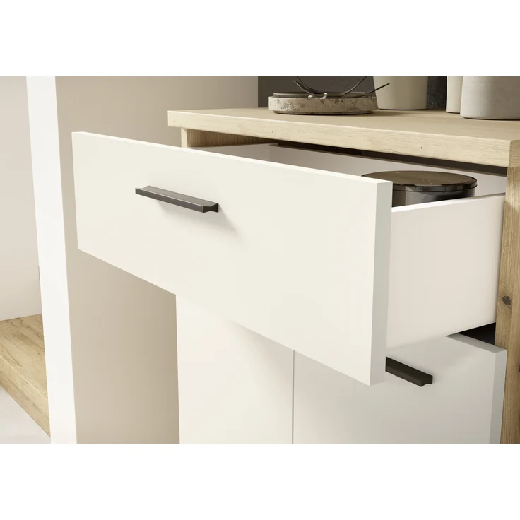Kompaktgarderobe >Malaga< Türen, 1 Schub, Spiegel, Eiche Dekor / Cashmere - 105x188x38cm (BxHxT) – Bild 9