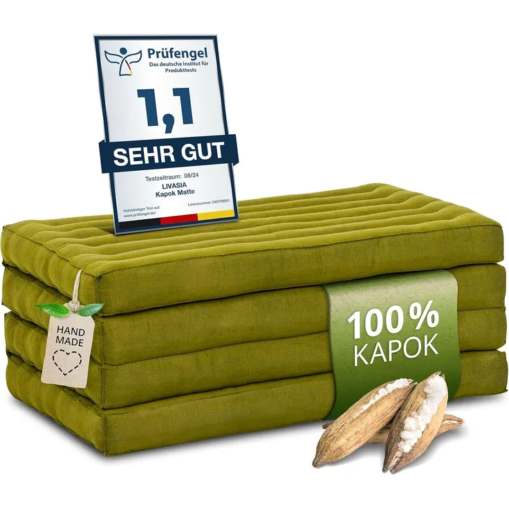 Klappmatratze Klappmatratze 80 cm (Basic) vegan und handgefertigt, 200x80x8cm, livasia, 8,00 cm hoch, Kapok