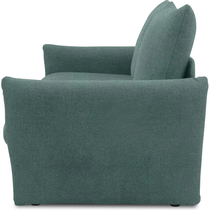 DOMO. collection Sofa 700023, 2 Sitzer, Schlaffunktion, Federkern, Füße mit Filzgleitern, 2er Couch, Schlafsofa, Polstergarnitur, 165 x 100 x 95 (BxTxH), blau (petrol) – Bild 4