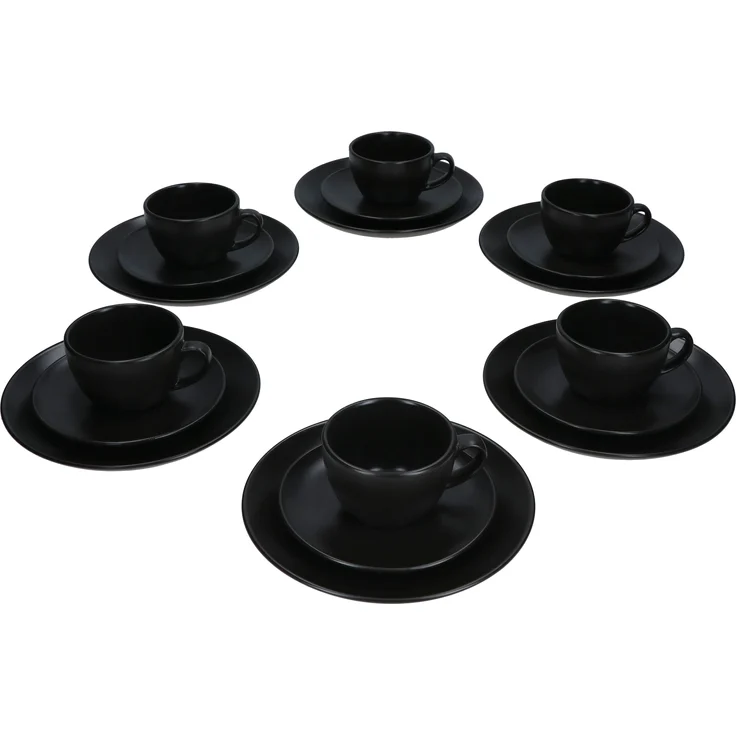 18tlg Kaffeeservice Panther schwarz Steingut 6 Personen – Bild 2