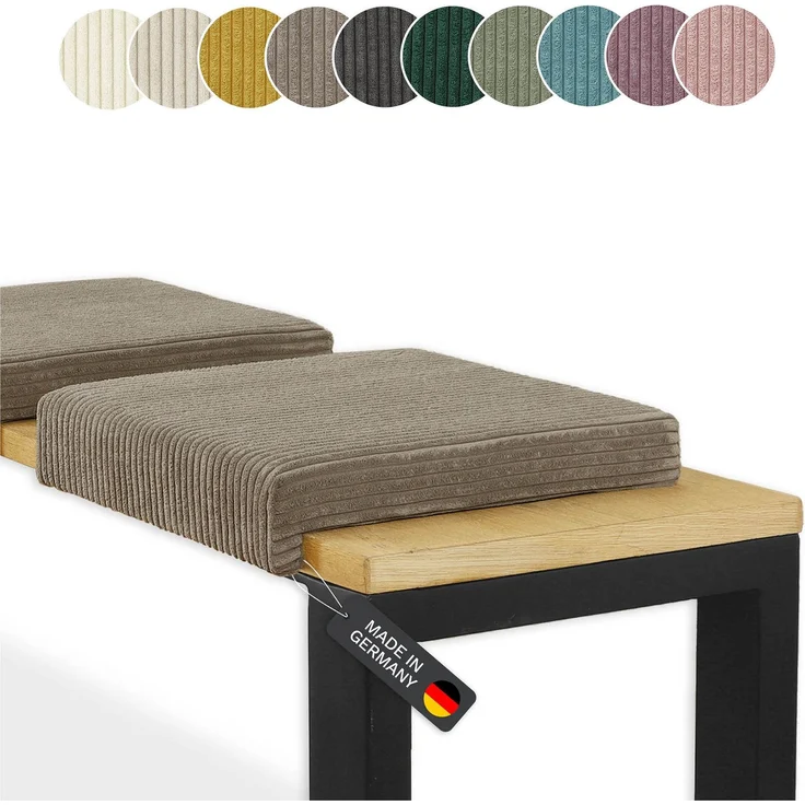 Lycce Bankauflage Klemmkissen mit Leiste - Cord, Polsterung, rutschfest Taupe 8x40x38cm – Bild 10