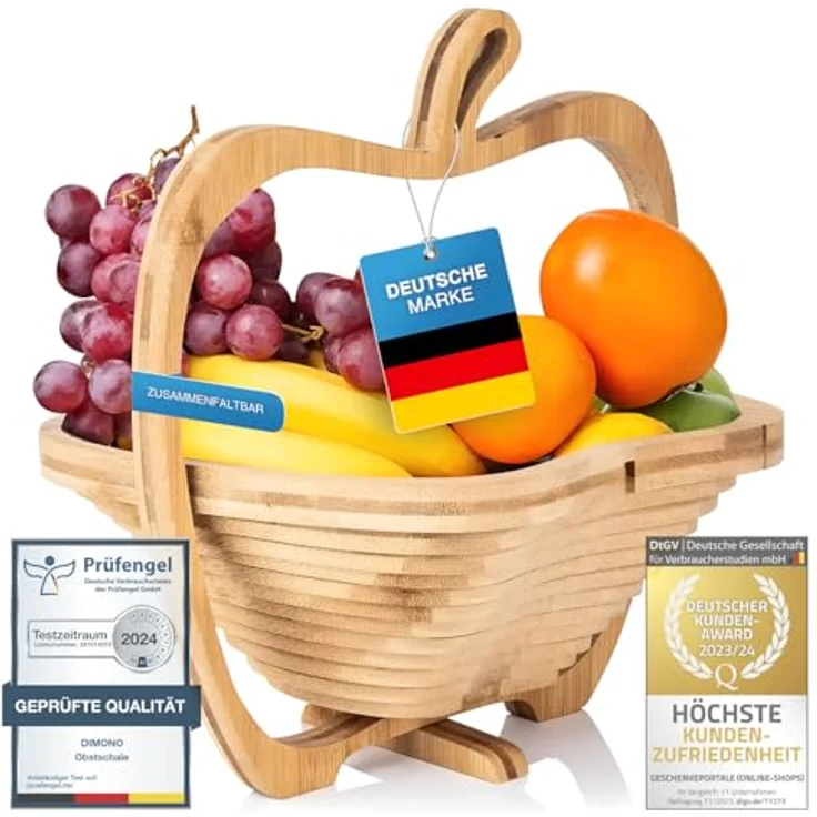 Dimono Obstschale DIMONO Obstkorb Apfelform – Obstschale faltbar Bambus, Bambus, (Faltkorb), Gemüseschale & Topfuntersetzer – Bild 2