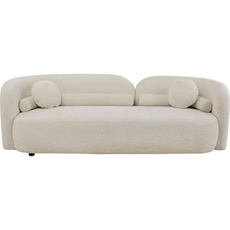 Kare Design Sofa Kelly Boucle 3-Sitzer, Weiß, Pflegeleicht, Weich, Kuschelsofa, Couch, Loveseat, Wohnzimmer, Teddy-Optik, Massivholz, Teilzerlegt, 67x225x83 cm (H/B/T)