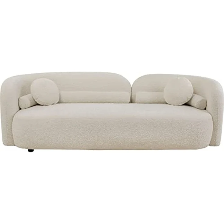 Kare Design Sofa Kelly Boucle 3-Sitzer, Weiß, Pflegeleicht, Weich, Kuschelsofa, Couch, Loveseat, Wohnzimmer, Teddy-Optik, Massivholz, Teilzerlegt, 67x225x83 cm (H/B/T) – Bild 1
