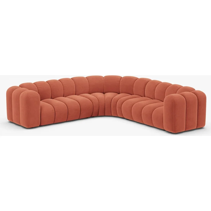 Micadoni symmetrisches Ecksofa Lupine 5-Sitzer mittelgroß Samt Venus Koralle – Bild 3