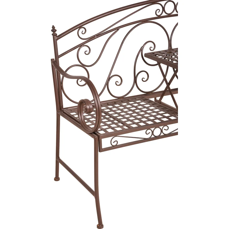 Gartenbank SABINE hochklappbarer Tisch - 147cm Breit, Stahl, Braun, 147 x 53 x 94,5 cm | Terrassenbank Wetterfest Sitzbank Outdoor Bank – Bild 5