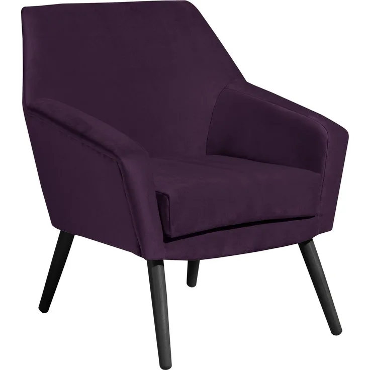 Sessel Kachka Bezug Samtvelour Buche schwarz / purple 21067
