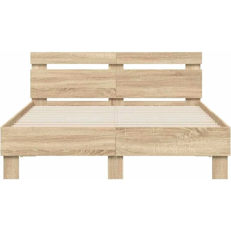vidaXL Bettrahmen mit LED Sonoma 137 x 190 cm Holzwerkstoff 3402848 – Bild 7