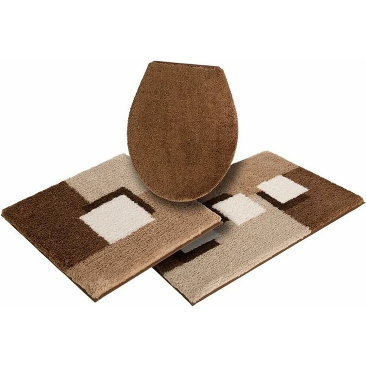 OTTO home Badematte Ada, Badvorleger, Badezimmer Teppich, Höhe 21 mm, rutschhemmend beschichtet, fußbodenheizungsgeeignet, schnell trocknend, strapazierfähig, Polyester, rechteckig, 3-tlg. Hänge-WC Set, Badteppich, Badematten auch als 3 teiliges Set er... – Bild 4