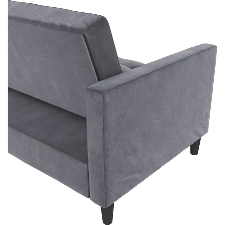 Schlafsofa >Palermo< in Anthrazit, Samt - 213x82x154cm (BxHxT) – Bild 9