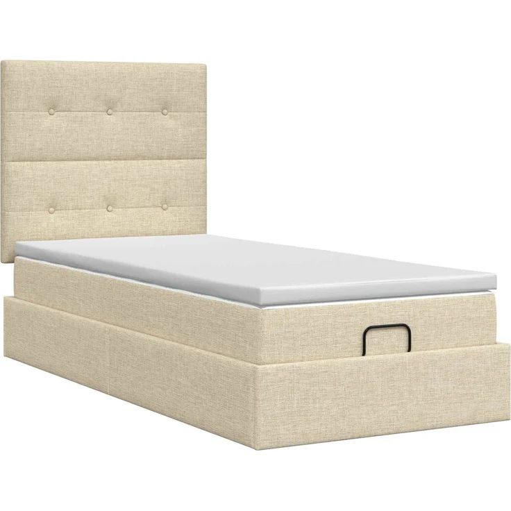 vidaXL Ottoman Bett mit Matratze mit Kopfteil Creme 90 x 190 cm Stoff 3457457 – Bild 8