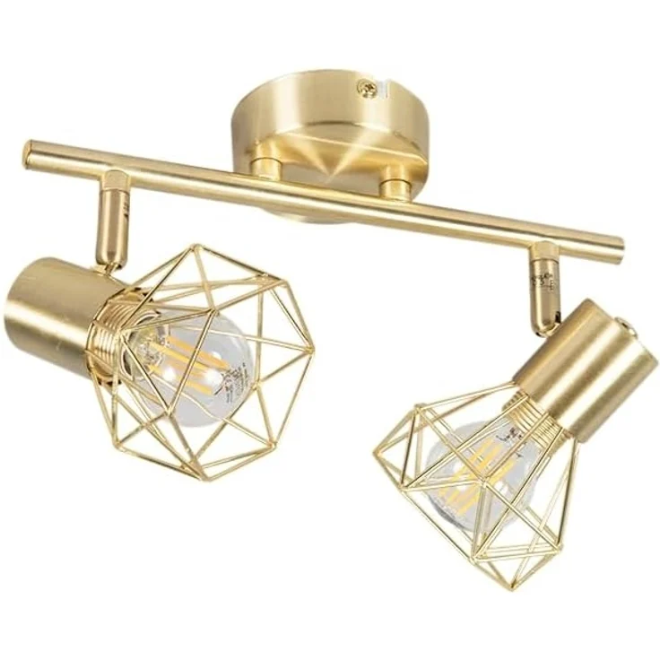 Qazqa LED Aufbaustrahler Mosh, ohne Leuchtmittel, E14, Messing, Modern, Stahl, 2-flammig – Bild 9