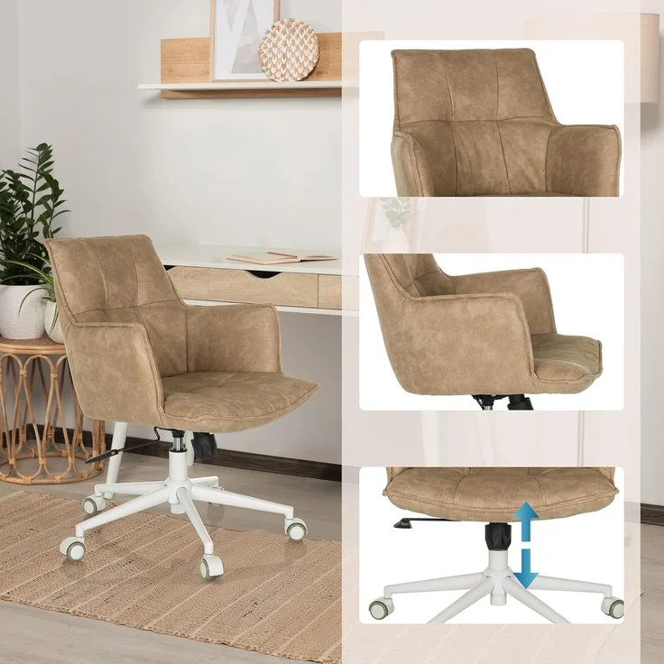 hjh LIVING Homeoffice Stuhl gepolstert SOLAO Life W Schreibtischstuhl Drehstuhl höhenverstellbar, Stoffbezug Beige – Bild 5