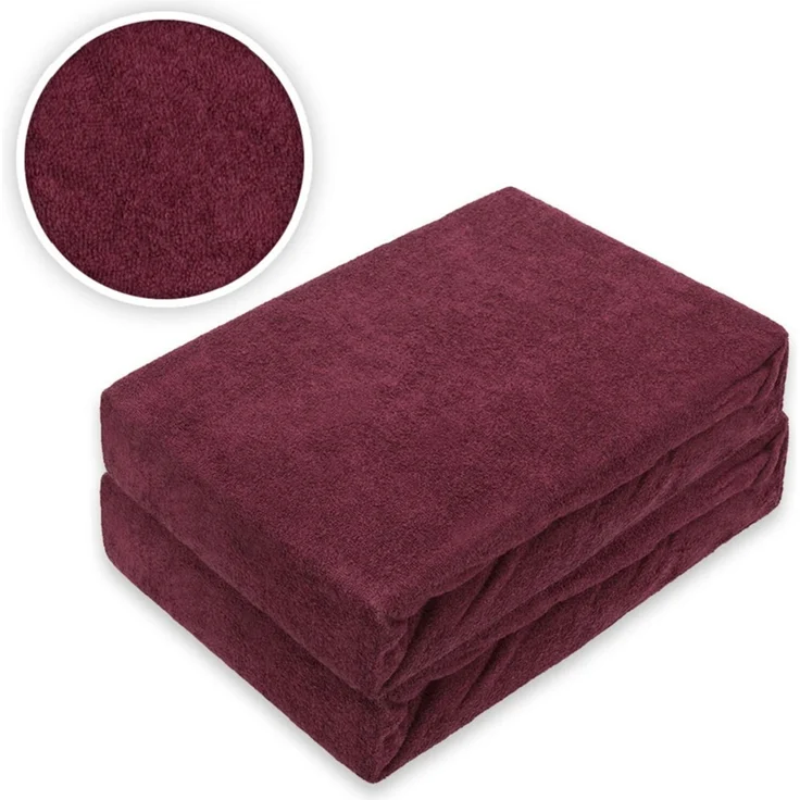 Doppelpack Marke Frottee Spannbettlaken Bordeaux 90 x 200 cm – Bild 2
