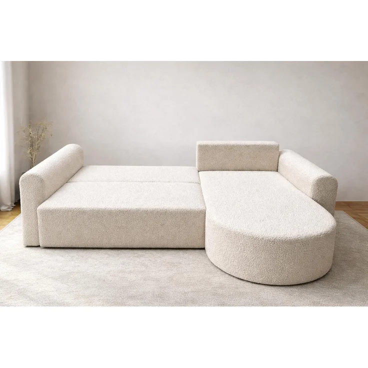 KRISAN MÖBEL Ecksofa GLOW in Beige Stoff QUELLE 255 x 75 x 182 cm Modernes Design trifft auf höchsten Komfort – Bild 4