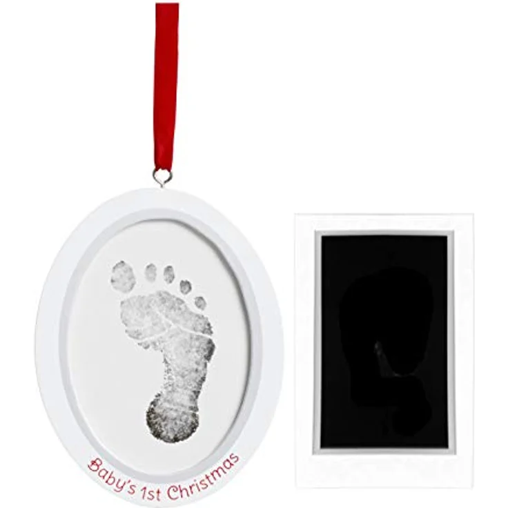 Pearhead Babyprints Newborn Baby Handprint or Footprint Double-Sided Photo Ornament with Clean Touch Ink Pad, Baby's First Christmas, 13.34 x 10.16 cm, White – Bild 12