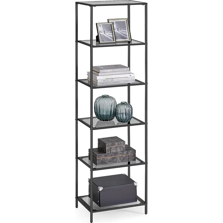 Vasagle Standregal mit 6 Ablagen, Stahl schwarz, 30 x 40 x 177,3 cm