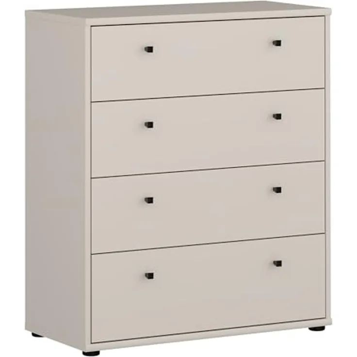 Forte TEMPRA 2 Kommode 70 80, Moderne Kommode mit 4 Schubladen, Schlafzimmer, Wohnzimmer, Büro, Holzwerkstoff, Kaschmir|Beige, 73,7 cm breit x 85,5 cm hoch x 34,8 cm tief