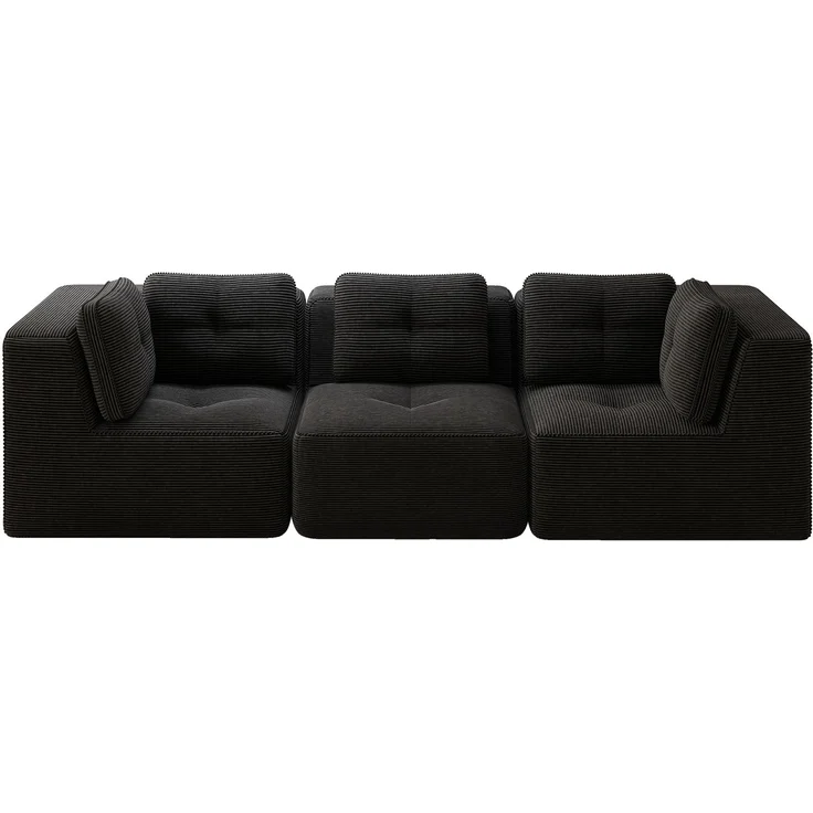 EINHOM Rahmenloses Sektionssofa, modulares Ecksofa, bequemes Cordsofa, Dreisitzer-Sofa mit tiefer Sitzfläche für das Wohnzimmer, kein Aufbau erforderlich, Schwarz – Bild 6