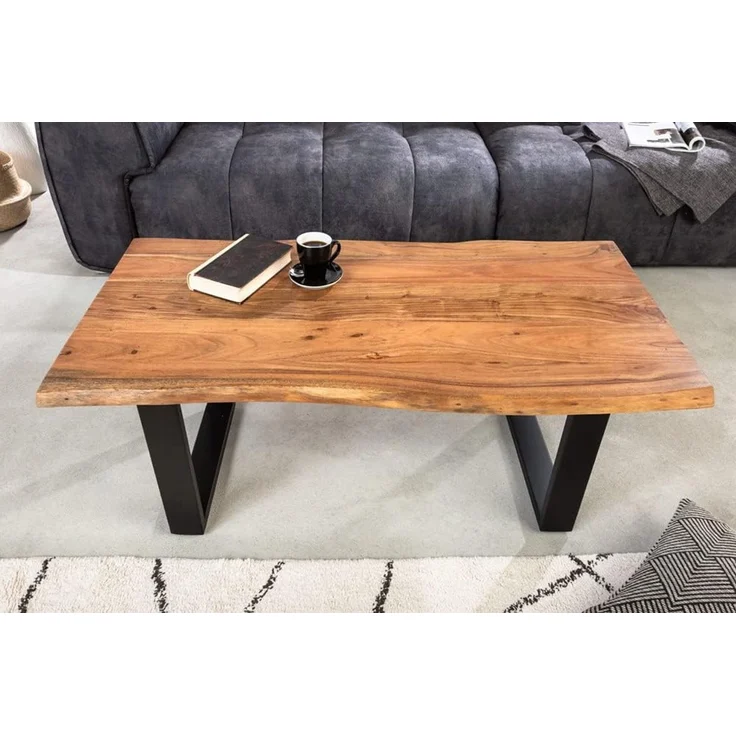 riess-ambiente Couchtisch MAMMUT 120cm natur / schwarz (Einzelartikel, 1-St), Wohnzimmer · Massivholz · Metall · Baumkante · Industrial – Bild 4