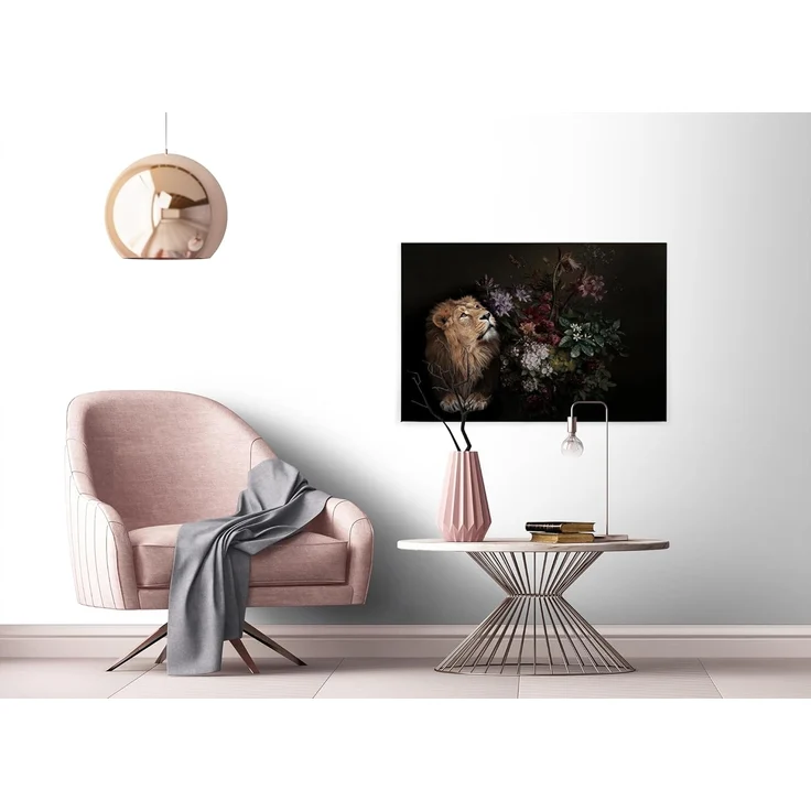 Leinwandbild Löwe Blumen Schwarz Beige 90x60 DD120388 Keilrahmen Wandbild Rot – Bild 6