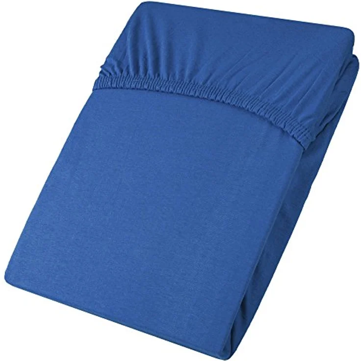 aqua-textil Viana Spannbettlaken 140x200-160x200 cm royal blau Baumwolle Spannbetttuch Jersey Laken – Bild 3