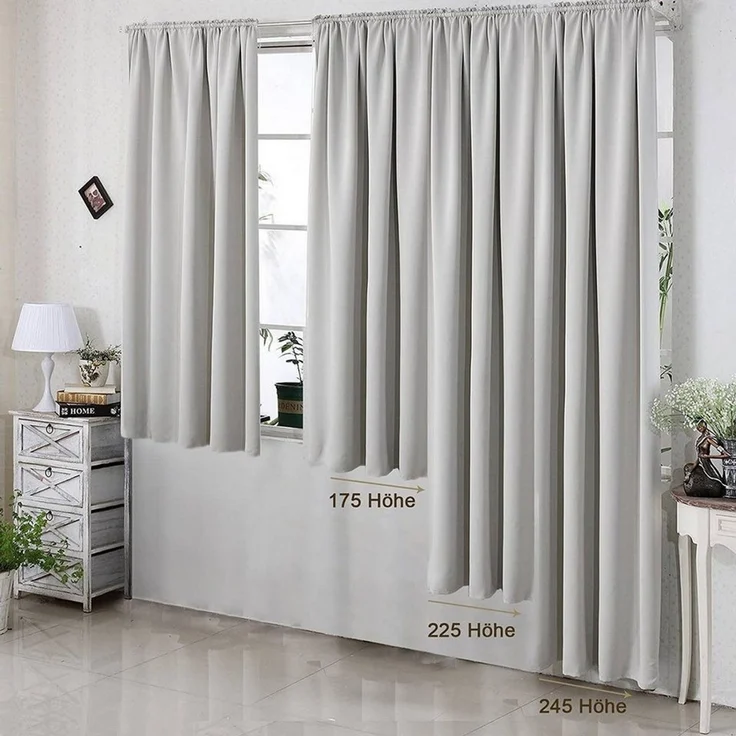 Woltu Gardine (1 St), blickdicht, Blickdicht mit Kräuselband für Schiene, 250 g/m² – Bild 4
