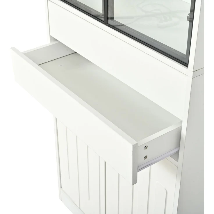 Vitrinenschrank 70 x 34 x 180 cm in Weiß mit Glastüren und App-gesteuerter LED-Beleuchtung – Bild 10