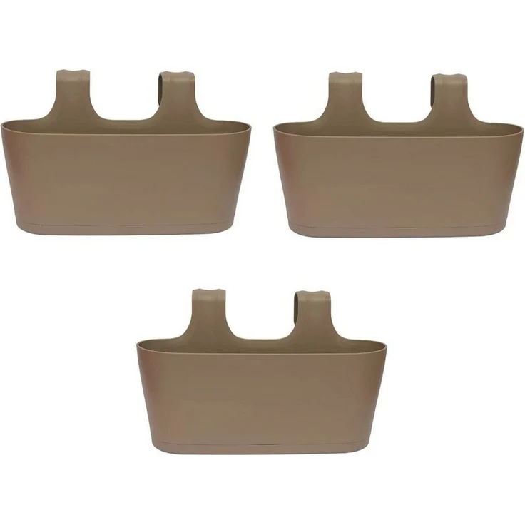Engelland Blumenkasten Blumentopf zum Hängen (Vorteils-Set, 3 St, Fassungsvermögen je Topf 5,5 Liter), UV-Beständig, Frostbeständig, Wasserauffangschalen