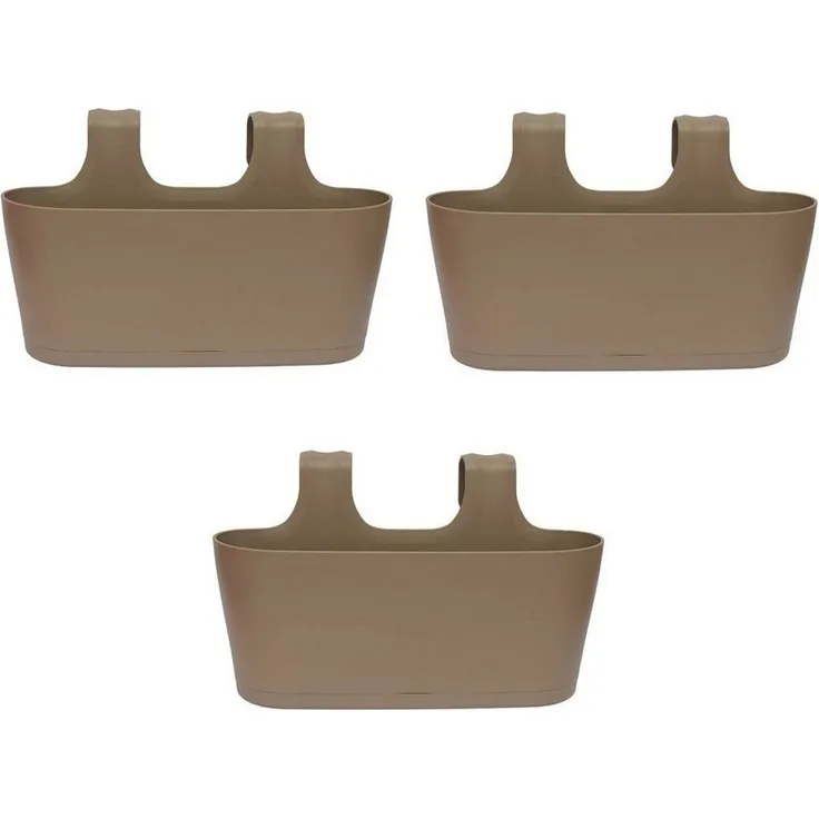 Engelland Blumenkasten Blumentopf zum Hängen (Vorteils-Set, 3 St, Fassungsvermögen je Topf 5,5 Liter), UV-Beständig, Frostbeständig, Wasserauffangschalen