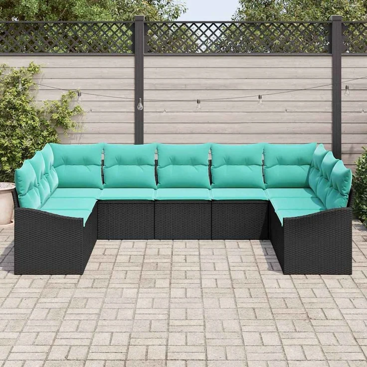 vidaXL Sofa Set 9 stk. Schwarz [Synthetisch]: Poly Rattan 3346886 – Bild 1