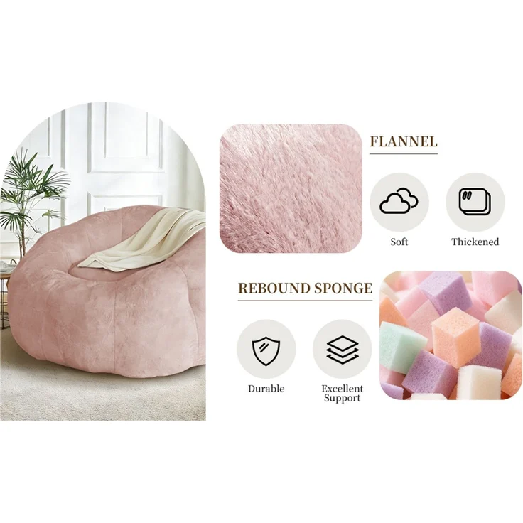 Sitzsack 54 x 54 x 35 cm in Rosa – aus Flannelette, stabil und vielseitig für Wohn- und Schlafzimmer – Bild 5