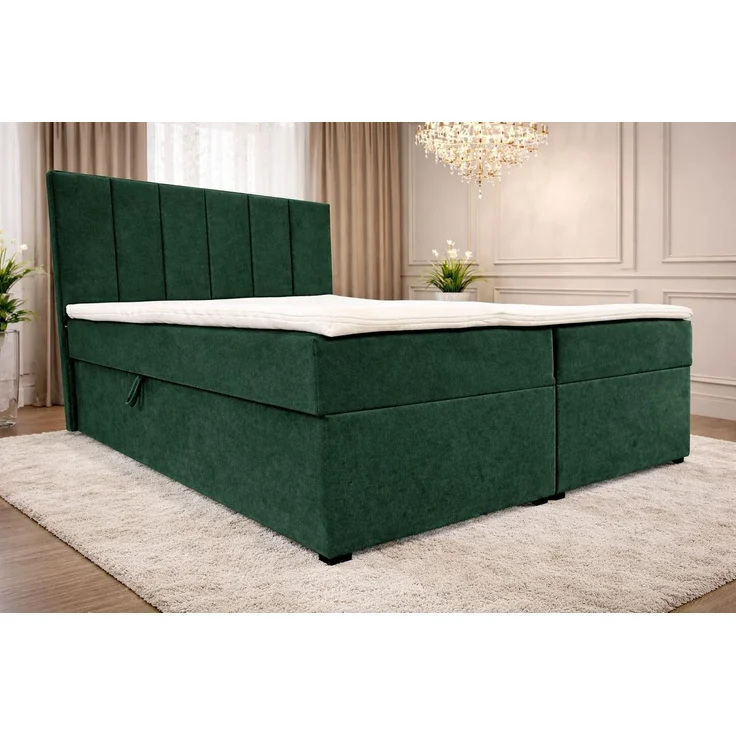KRISAN MÖBEL Kontinentalbett DREAM1 Dunkelgrün, Premium-Komfort für Ihr Schlafzimmer mit 2 Bettkasten, Bonell-Federkern Matratze und Topper Grün, 200 x 200 cm – Bild 5