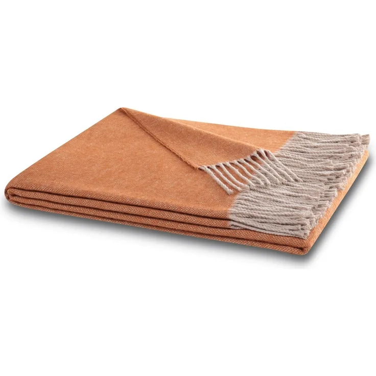 Plaid Giletti, Biederlack, Uni-Farben, mit Franse