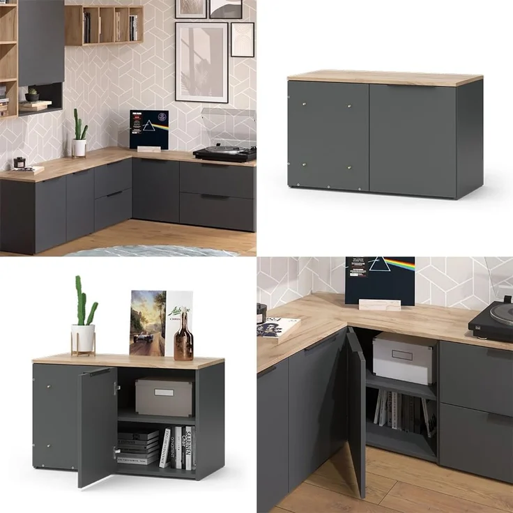 Eckkommode Wido Anthrazit 80 x 50 cm Eck Kommode mit Tür Vicco – Bild 8