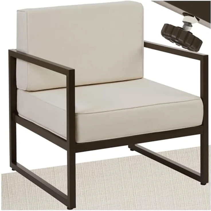 tectake Gartenstuhl Balkonstuhl, Dicke Sitzpolster, 120 kg Belastbarkeit, 74 x 78 x 85 (Terrassenstuhl Comosa für Außen in Braun/Beige, 1 St), höhenverstellbar, Stahlgestell, wasserabweisende Polyesterbezüge – Bild 2