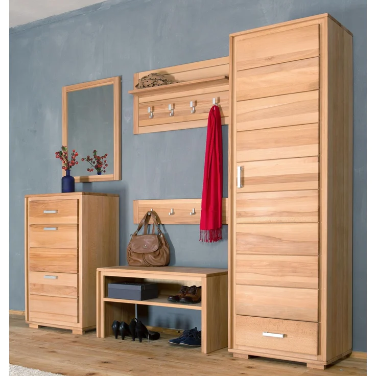 Woodline Garderobenbank Kernbuche Massivholz geölt, Genf Natur 91x40x49 cm – Bild 4
