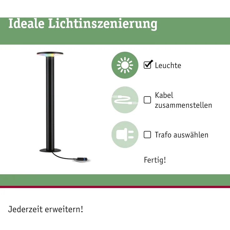 Paulmann 94750 Plug&Shine Pollerleuchte Zigbee Plate RGBW Anthrazit – Bild 2