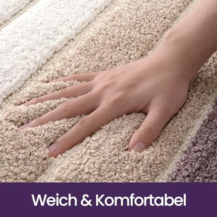 DEXI Badezimmerteppich rutschfest Badematte 40x60 cm,Badteppich Saugfähig Weich Maschinenwaschbar für Badezimmer,Beige – Bild 4