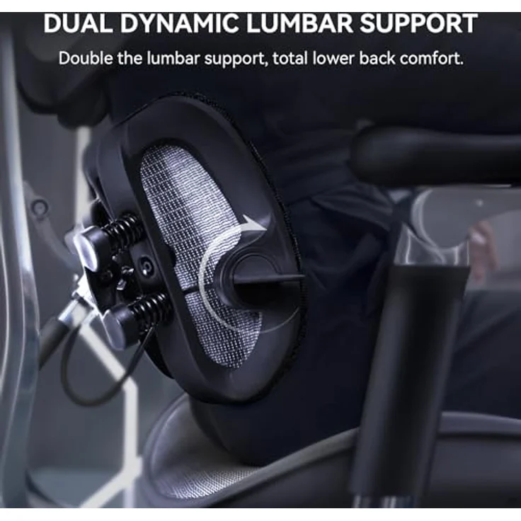 SIHOO Doro S300 Ergonomischer Bürostuhl, Computerstuhl, Gaming-Stuhl mit dualem dynamischem Lendenwirbelstützsystem, 6D-koordinierten Armlehnen, verstellbarem Rollstuhl (Schwarzem Samt-Mesh) – Bild 2