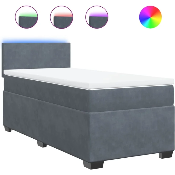 vidaXL Boxspringbett mit Matratze Dunkelgrau 100x200 cm Samt 3288529 – Bild 2
