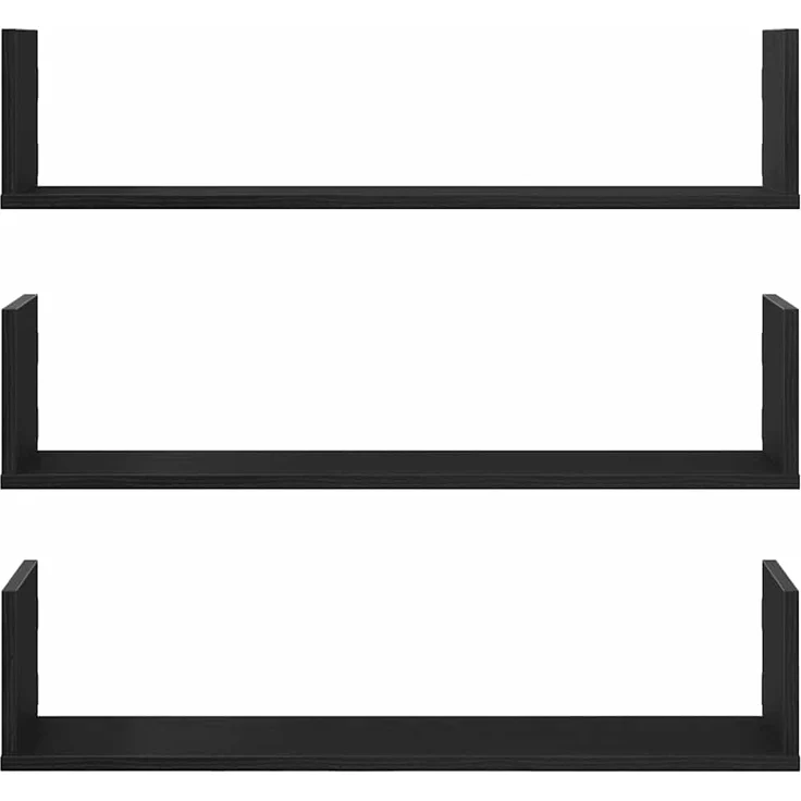 vidaXL Wandregale 3 Stk. Schwarz Eichen-Optik 80x18x18cm Holzwerkstoff 868072 – Bild 4