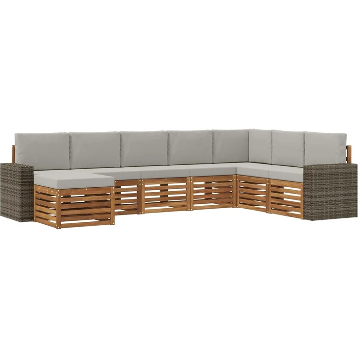 vidaXL Outdoor-Sofagarnitur 8 stk. 8-Sitzer Natur und Hellgrau 3384727 – Bild 2