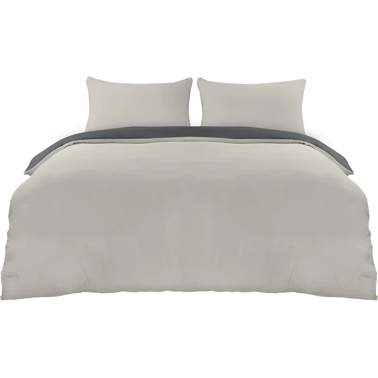 Utopia Bedding Bettwäsche 200x200 Set - Mikrofaser Bettbezug 200x200 cm + 2 Kissenbezüge 50x75 cm - Dunkelgrau/Hellgrau – Bild 1