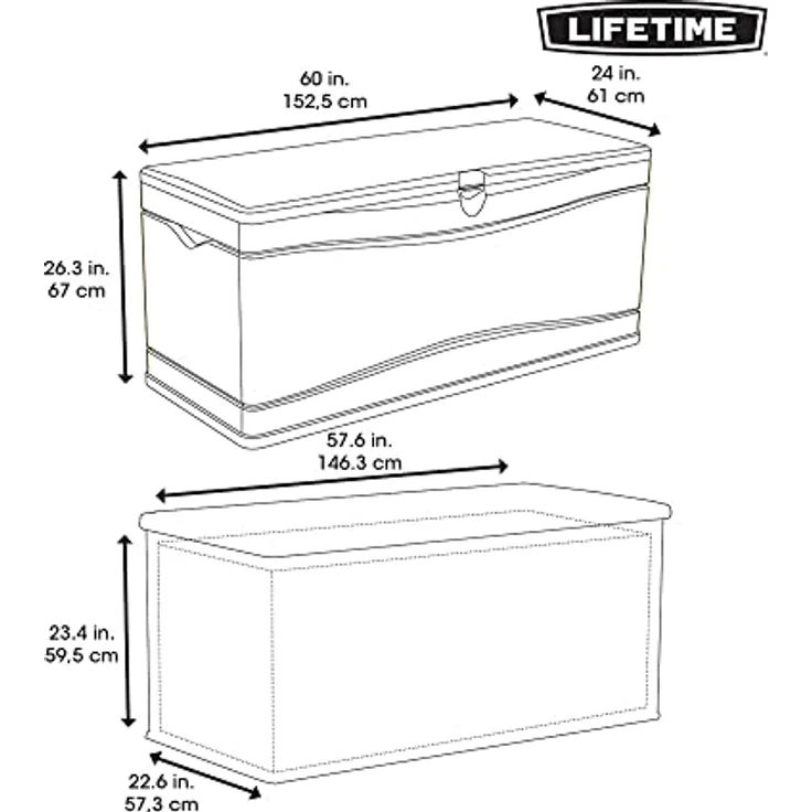 Lifetime Kunststoff Kissen Aufbewahrungsbox 495 Liter | Lichtgrau | 61 x 152,5 x 67 cm – Bild 8