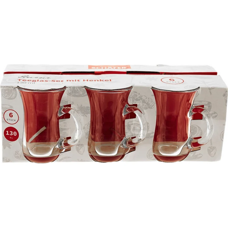 Gläser Set mit Henkel, 6-teilig - 130 ml, für Tee, Kaffee & Getränke – Bild 4