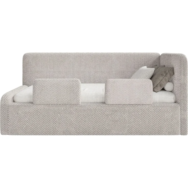 Selsey 'Fanko' Kinderbett 90x200 cm mit Rausfallschutz, Matratze, Kopfteil rechts, Plüsch, Greige – Bild 6