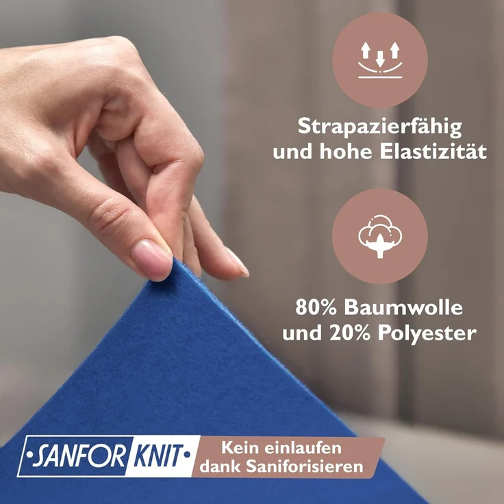 leevitex® Spannbettlaken für kalte Nächte – angenehm weich, passgenau, farbstark & pflegeleicht, Gummizug: Rundum, (1 Stück), OEKO-TEX zertifiziert, hautfreundlich, 40 cm Steghöhe, elastisch – Bild 4