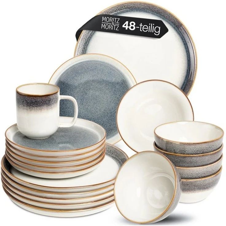 Moritz & Moritz Kombiservice TARENTO 48tlg Geschirr Set (48-tlg), 12 Personen, Steinzeug, Steinzeug Tafelservice – Bild 4